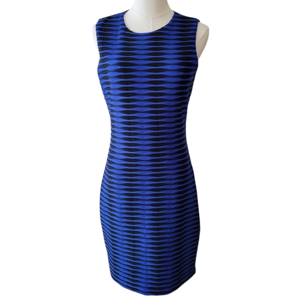 Calvin Klein Blue & Black Sleeveless Dress Size ‎ 4 Petite